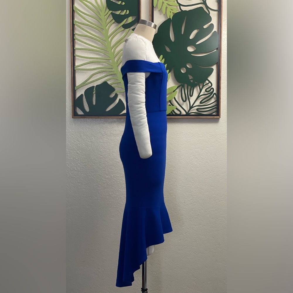 AX PARIS BLUE OFF SHOULDER HIGH LOW DRESS - Picture 4 of 9